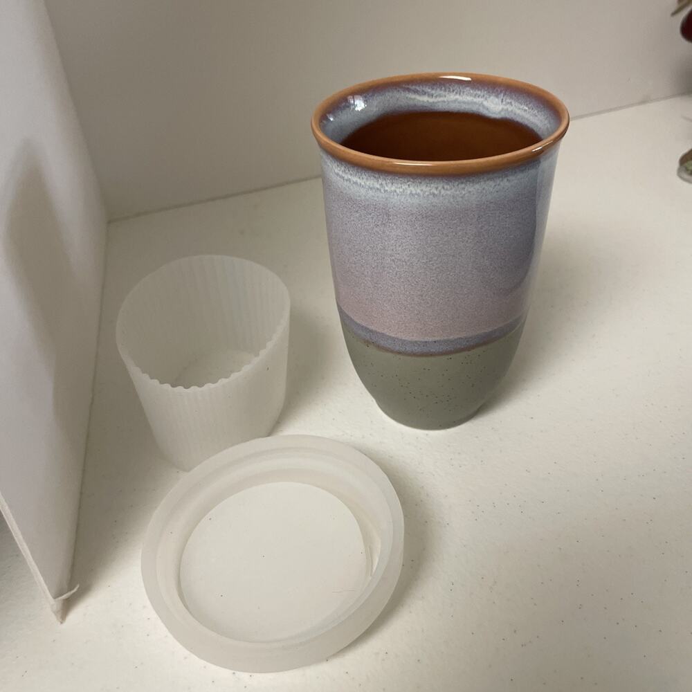 NOVA CERAMICS 12oz Travel Mug Cup Silicone Lid Sleeve Portable Coffee Tea